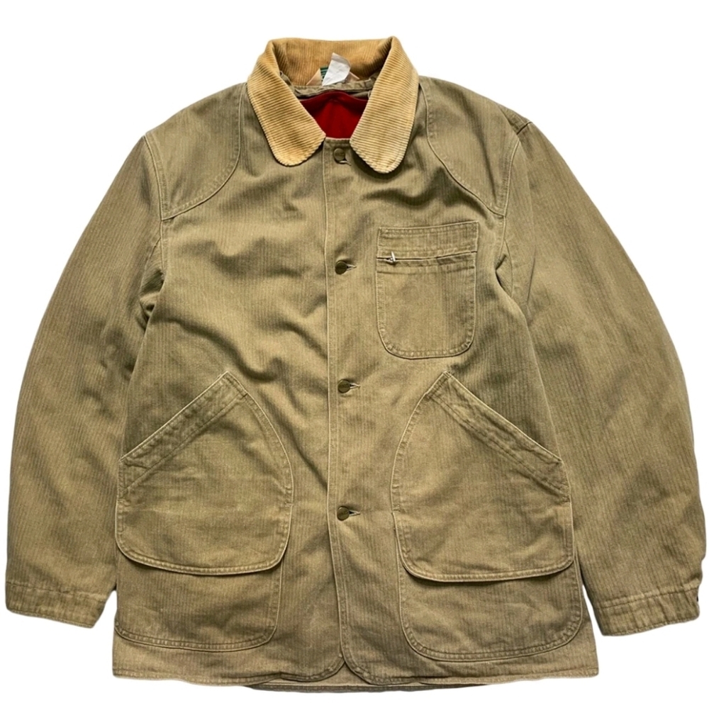 Vintage L.L. Bean Herringbone Field Chore Barn Coat Jacket Men's Olive Tan M - Picture 6 of 6
